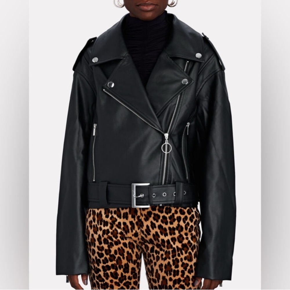 NWT WEWOREWHAT Cropped Moto Jacket Women’s XS Black 6826